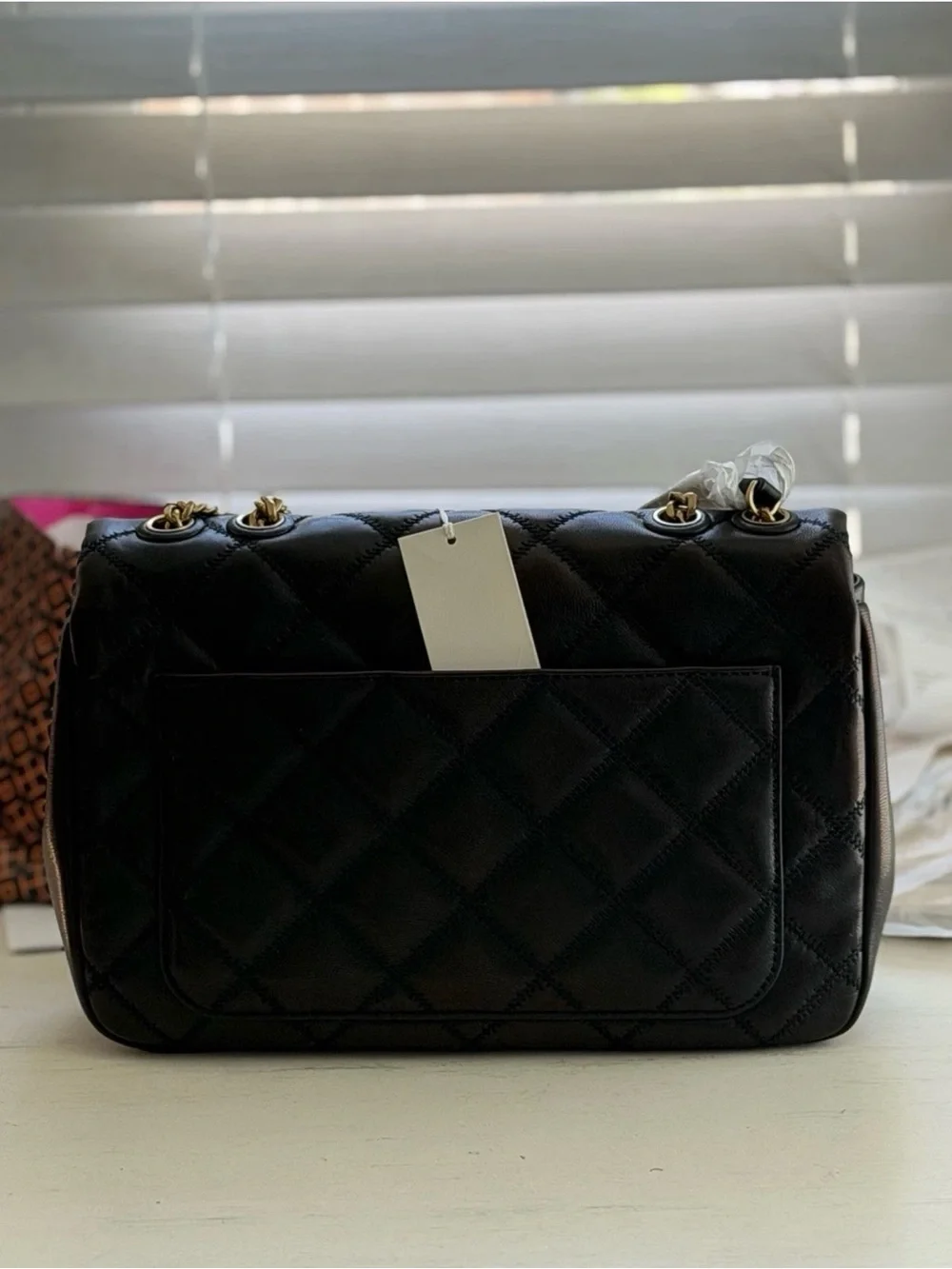 NWT Tory Burch 148244 Willa Flap Adjustable Shoulder Bag Quilted Leather Black